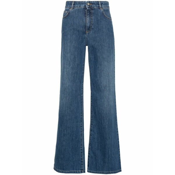 モスキーノ レディース デニムパンツ ボトムス Mid-rise straight-leg jeans Blue｜asty