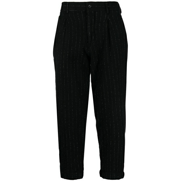 コムデギャルソン メンズ カジュアルパンツ ボトムス Pinstripe-pattern cropped tailored trousers Black｜asty