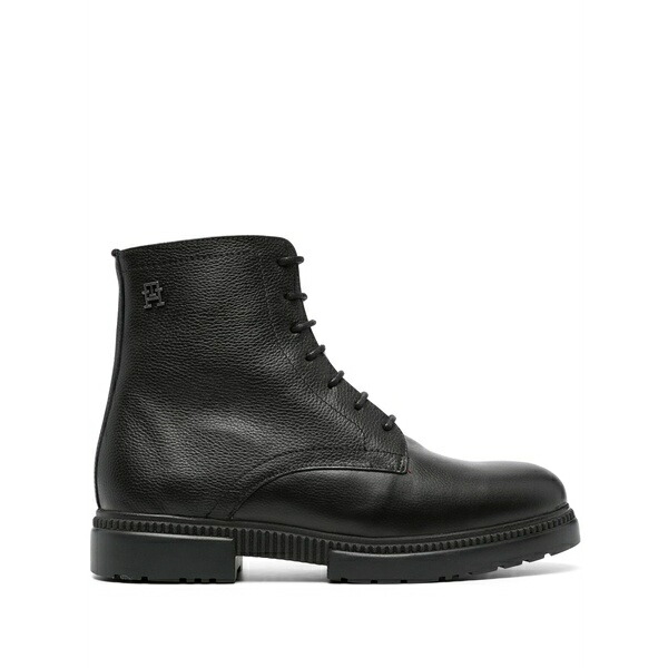 トミー ヒルフィガー メンズ ブーツ シューズ Lace-up leather boots Black｜asty