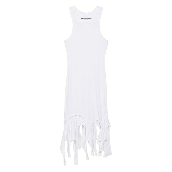 アレキサンダーワン レディース ワンピース トップス Deconstructed cotton minidress White|asty
