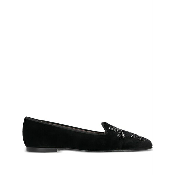 カスタニエール レディース スリッポン・ローファー シューズ Floral-motif velvet loafers Black