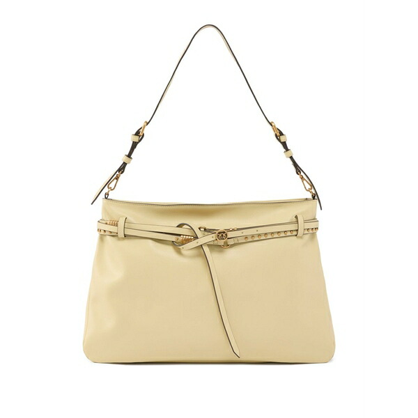 ピンコ レディース ショルダーバッグ バッグ Studded leather shoulder bag Neutrals｜asty