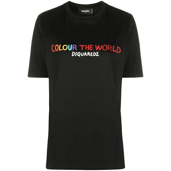 ディースクエアード レディース プルオーバー トップス Slogan-print t-shirt Black