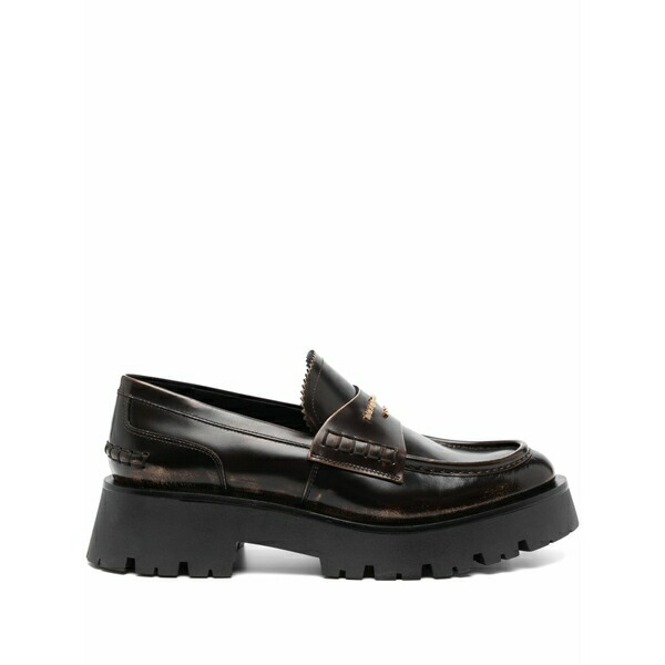 アレキサンダーワン レディース スリッポン・ローファー シューズ Carter 45mm mid-heel leather loafers Brown|asty