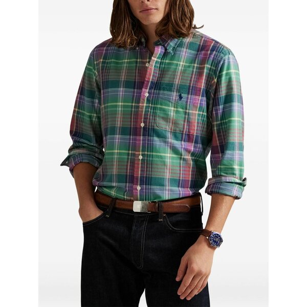 ラルフローレン メンズ プルオーバー トップス Plaid-pattern shirt Green