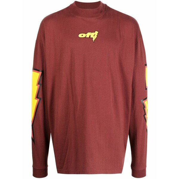 オフホワイト メンズ Tシャツ トップス Thunder stable over mockneck Red｜asty