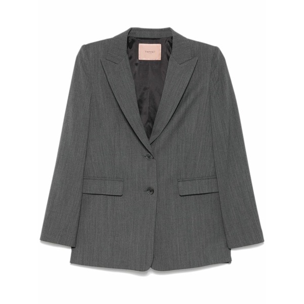 ツイン仕かける レディース 上衣＆上衣 アウター Logo-plaque blazer Grey コート・ジャケット-レディースファッション