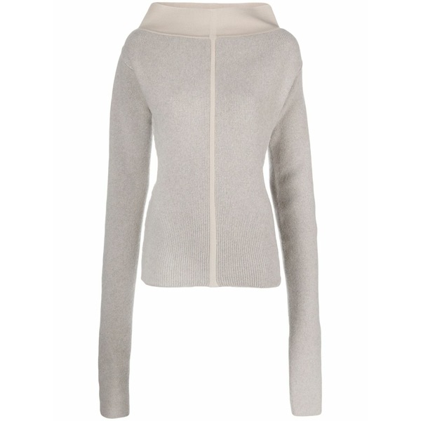 リックオウエンス レディース ニット&セーター アウター High-neck extra long-sleeves jumper Grey｜asty