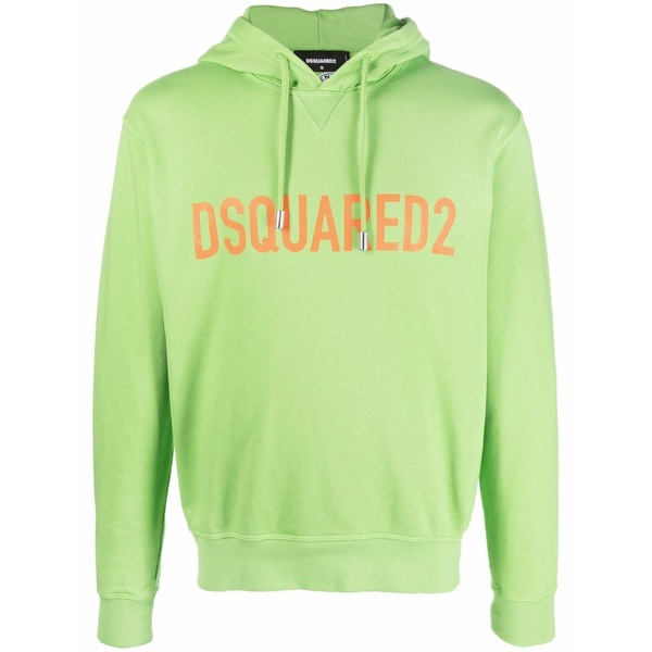 ディースクエアード メンズ パーカー・スウェットシャツ アウター Logo-print cotton hoodie Green メンズファッション-パーカー