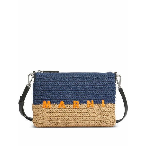 マルニ メンズ ショルダーバッグ 御徒面子 Woven lettering messenger bag Blue
