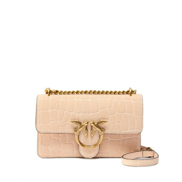 ピンコ レディース ショルダーバッグ 御徒面子 Crocodile-effect bird chain cross body bag Neutrals