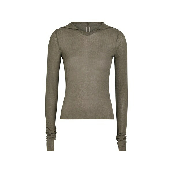 リックオウエンス レディース パーカー・スウェットシャツ アウター Ribbed-knit hoodie Grey