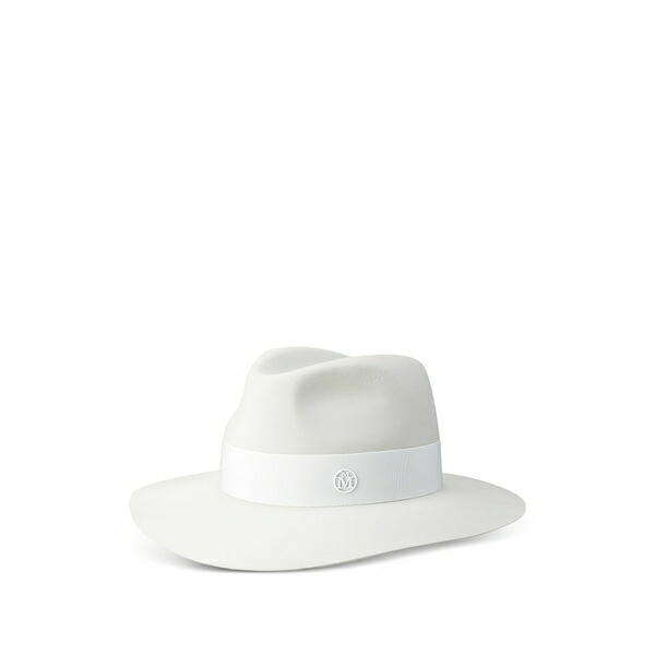メゾンミッシェル  レディース かぶり笠 添え物 Henrietta ribbon-detailed fedora hat White