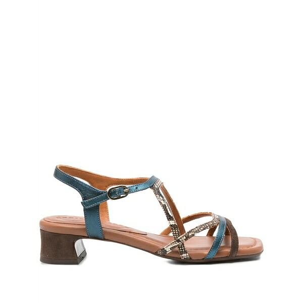 チエミハラ レディース サンダル シューズ 40mm fedan leather snake-effect sandals Brown｜asty