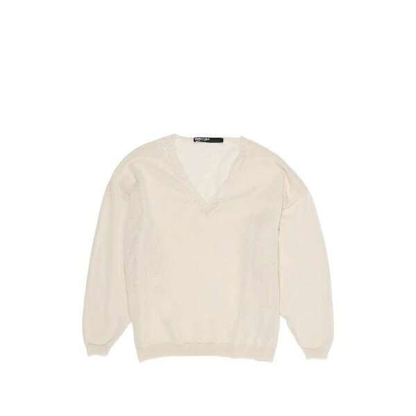 ビンバ イ ローラ レディース プルオーバー トップス Lace-trim v-neck top Neutrals