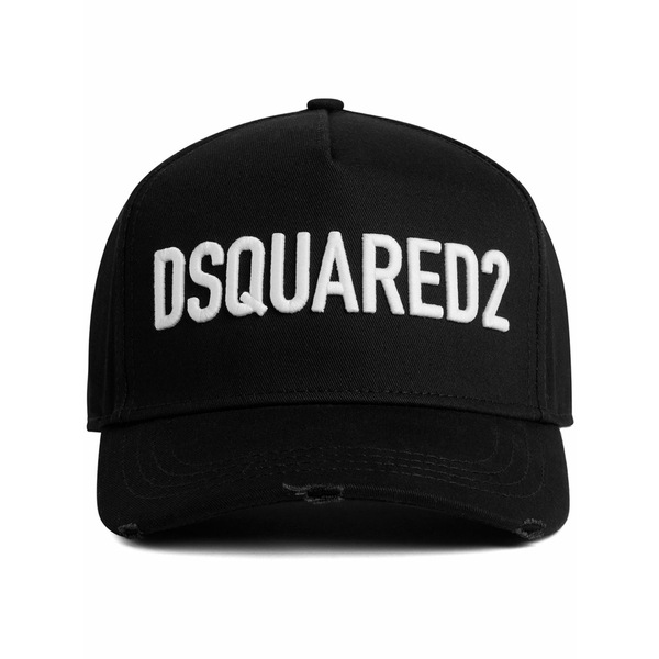 ディースクエアード メンズ かぶり笠 付属品 Logo-embroidered cotton cap Black