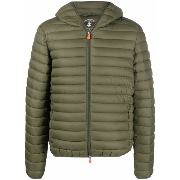 セーブザダック メンズ ジャケット&ブルゾン アウター Logo-patch padded jacket Green|asty