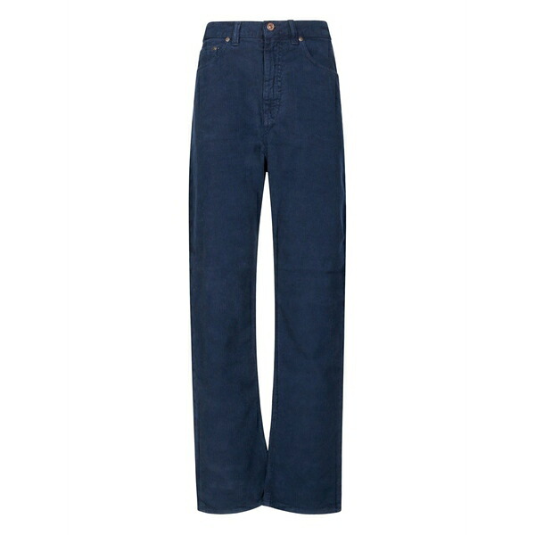ヴィクトリア ベッカム レディース カジュアルパンツ ボトムス Corduroy-effect logo-patch jeans Blue｜asty