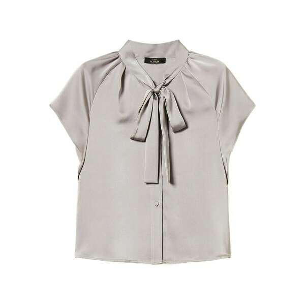 ツインセット レディース シャツ トップス Bow-detail shirt Grey｜asty