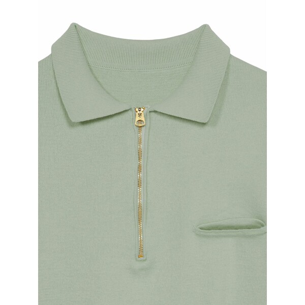 フォルテラ メンズ ポロシャツ トップス Laigth zip short-sleeve polo shirt Green|asty