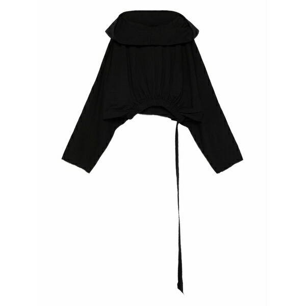 リックオウエンス レディース パーカー・スウェットシャツ アウター Drawstring hooded top Black