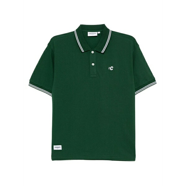 チョコレート メンズ ポロシャツ トップス Logo-embroidered polo shirt Green｜asty