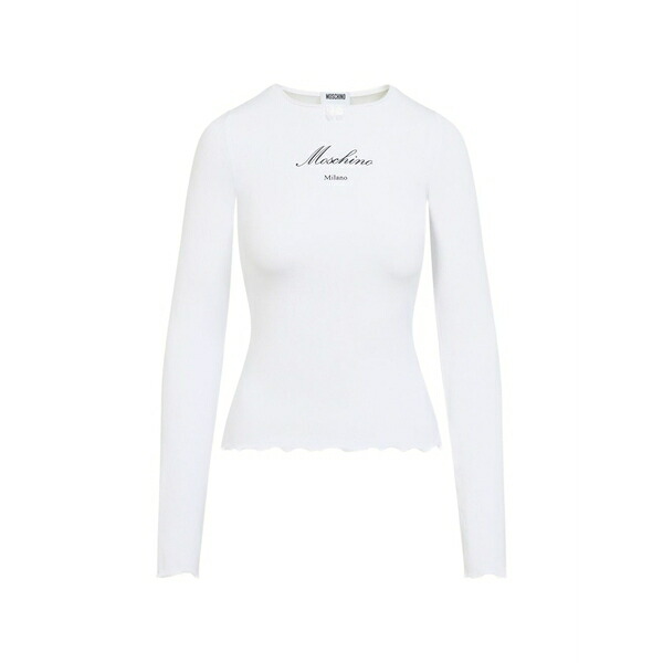 モスキーノ レディース プルオーバー トップス Scalloped long-sleeve t-shirt White