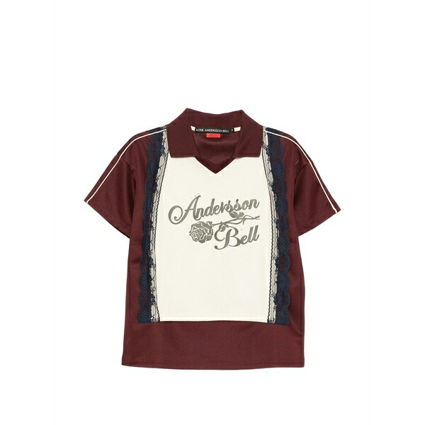 アンダーソン 呼びりん レディース スポーツシャツ トップス Lace polo jersey top Red