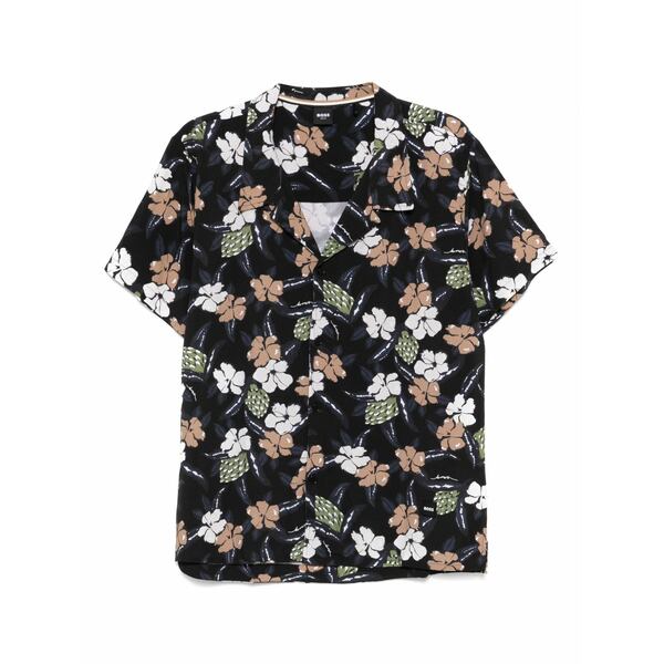 ボス メンズ シャツ トップス Floral-print shirt Black