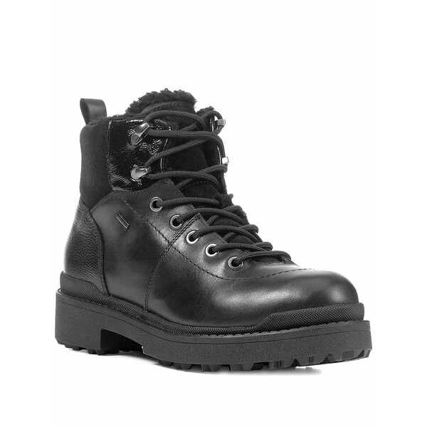 ジェオックス レディース ブーツ シューズ Lace-up shearling-lined boots Black｜asty