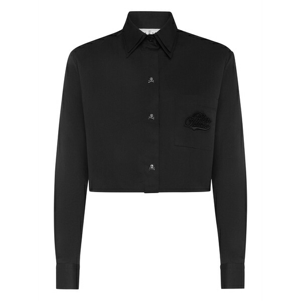 フィリッププレイン レディース シャツ トップス Skull-button shirt Black｜asty