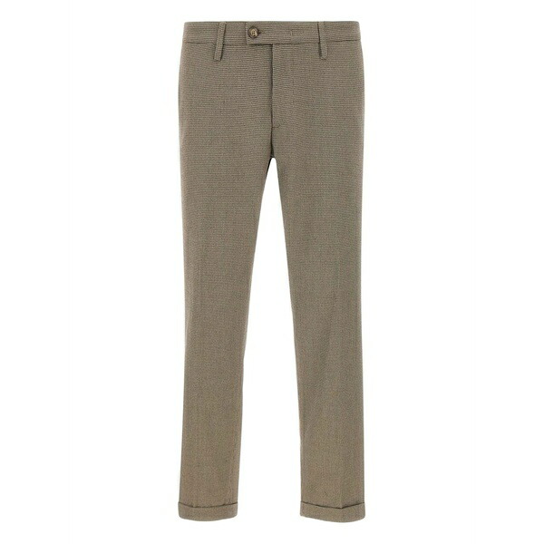 レアッシュ メンズ カジュアルパンツ ボトムス Houndstooth cuffed-hem trousers Brown|asty