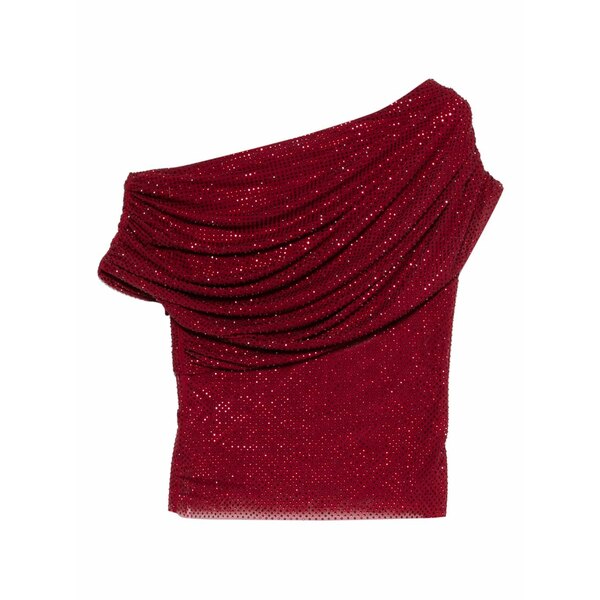 セルフ・ポートレイト レディース シャツ トップス Draped one-shoulder top Red｜asty