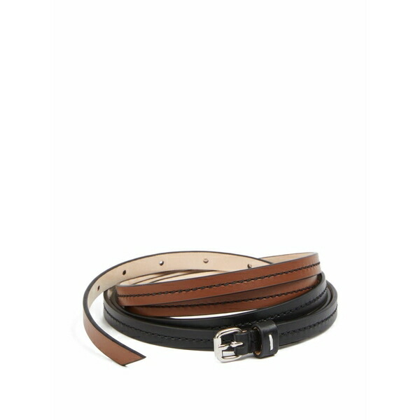 マルタンマルジェラ メンズ ベルト アクセサリー Reversible leather belt Black|asty