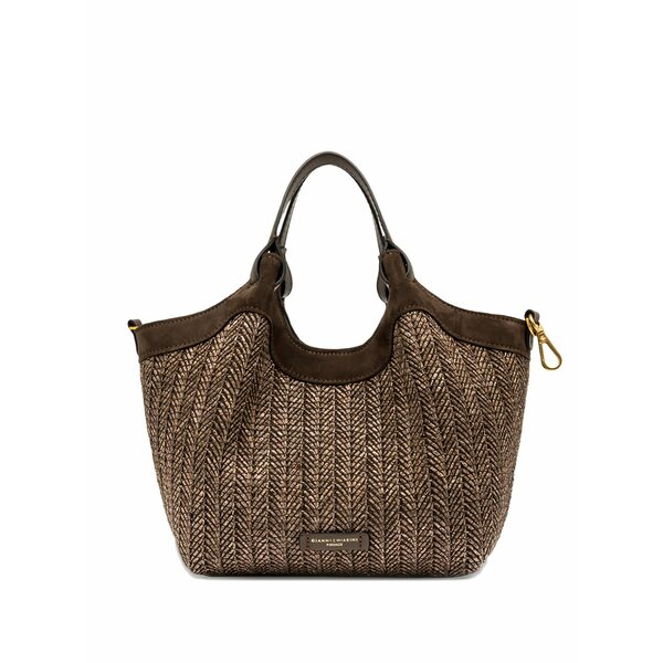 ジャンニ・キアリーニ レディース ショルダーバッグ 御徒面子 Dua woven shoulder bag Brown