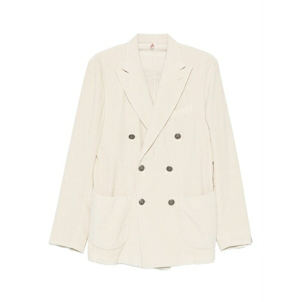 サンタニエロ メンズ ジャケット&ブルゾン アウター Double-breasted corduroy blazer Neutrals|asty