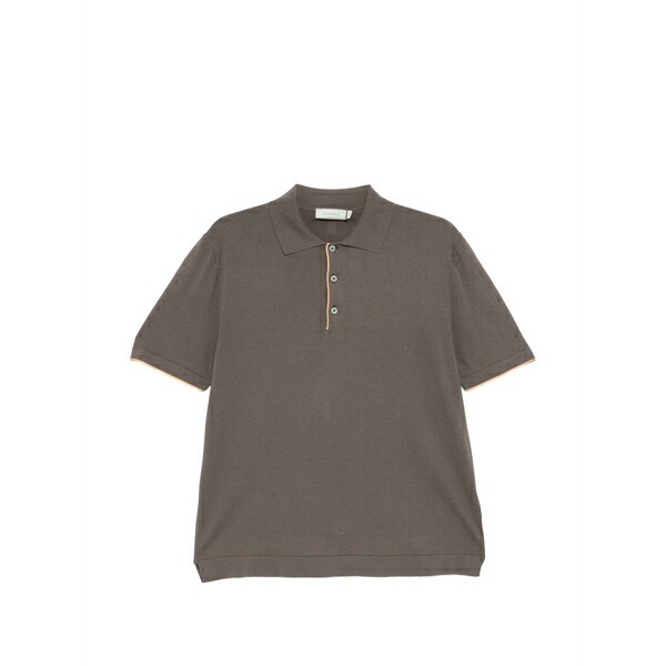 カナーリ メンズ スポーツシャツ トップス Knitted polo shirt Brown