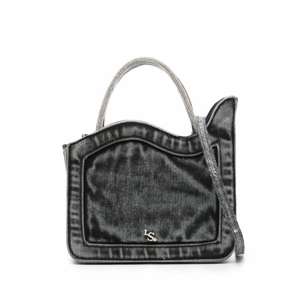 ル シラ レディース ハンドバッグ バッグ Ivy distressed-denim mini bag Black｜asty