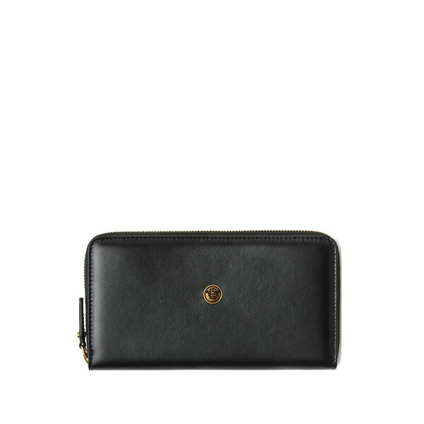 ヴェルサーチ レディース 金入れ 付属物 Embl茫me leather wallet Black