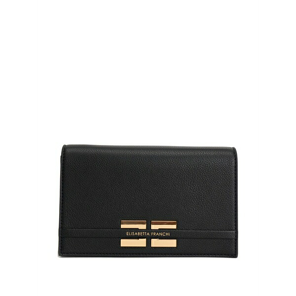 エリザベスフランキ レディース クラッチペダル御徒面子 御徒面子 Plaque-detail  clutch bag Black