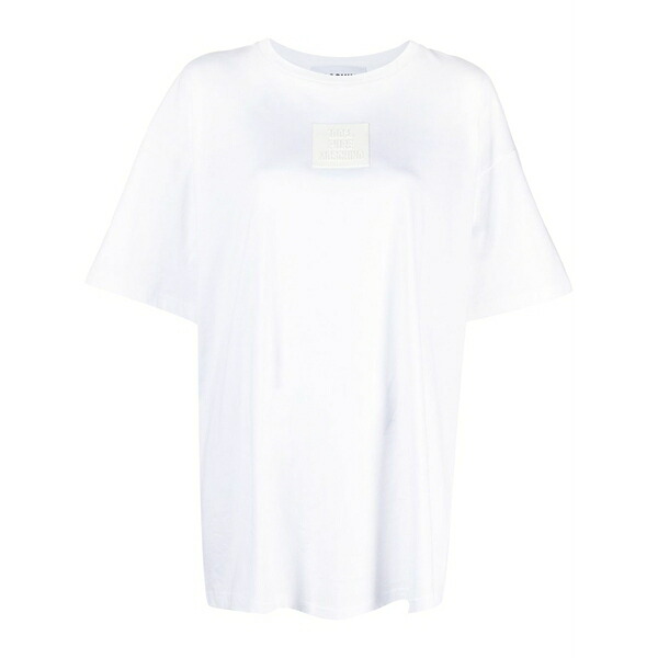 モスキーノ レディース Tシャツ トップス Logo-patch organic cotton t-shirt White｜asty 33,670円