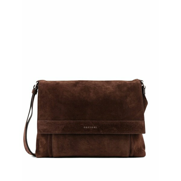 オルチアーニ メンズ ショルダーバッグ 御徒面子 Peach flap logo shoulder bag Brown