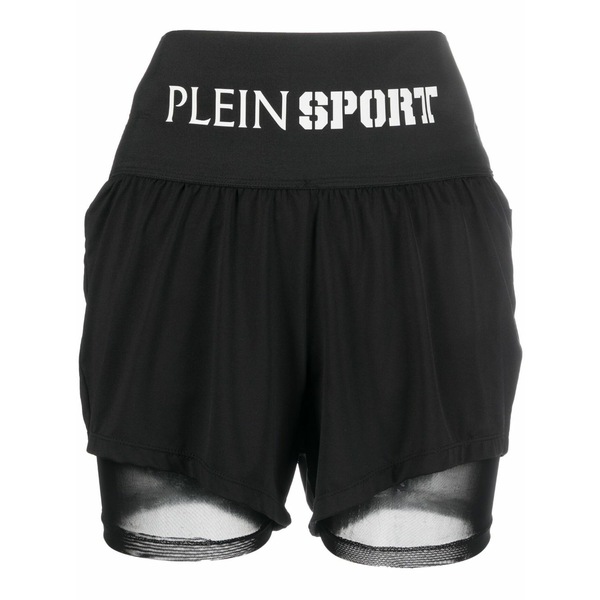 飾り気の無い運動競技 レディース 心地好いズボン下 ボトムス Logo-print double-layered cotton shorts Black