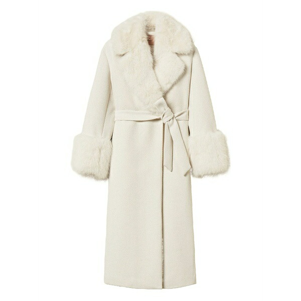 ツインセット レディース コート アウター Faux-fur-trimmed belted coat Neutrals｜asty