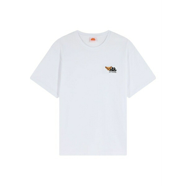 サンデッキ メンズ Tシャツ トップス X pelo foundation embroidered t-shirt White｜asty