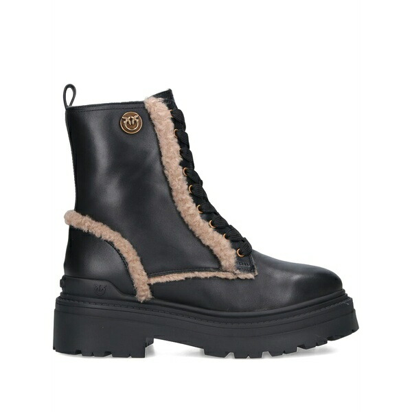 ピンコ レディース ブーツ シューズ Lace-up shearling trim boots Black｜asty