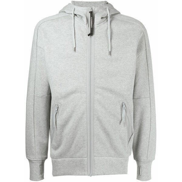 シーピーカンパニー メンズ パーカー・スウェットシャツ アウター Goggles-detail zip-up hoodie Grey｜asty