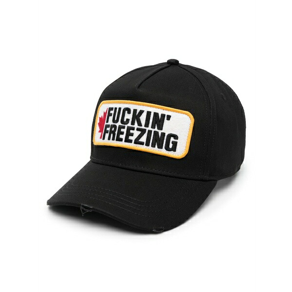 ディースクエアード メンズ かぶり笠 付属品 Logo-patch cotton baseball cap Black
