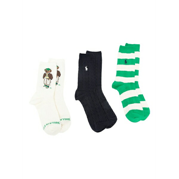 ラルフローレン レディース ソックス アンダー御召しもの Polo bear cable-knit socks Green