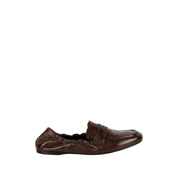 グリエルモ ロッタ レディース スリッポン・ローファー シューズ Gathered leather loafers Brown